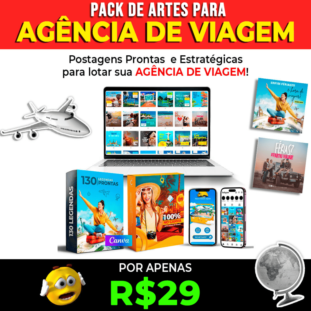 Pack Canva de posts para Agência de Turismo