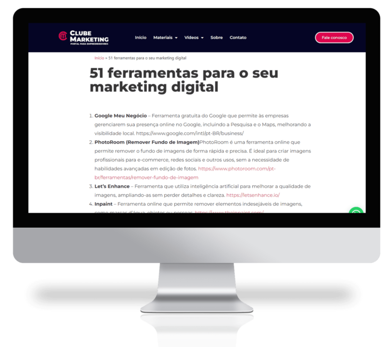 Clube do Marketing conteúdo 51 ferramentas de marketing digital
