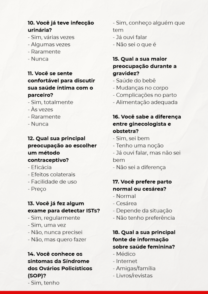 Conteúdo 101 IDEIAS DE ENQUETES PARA GIECOLOGISTAS