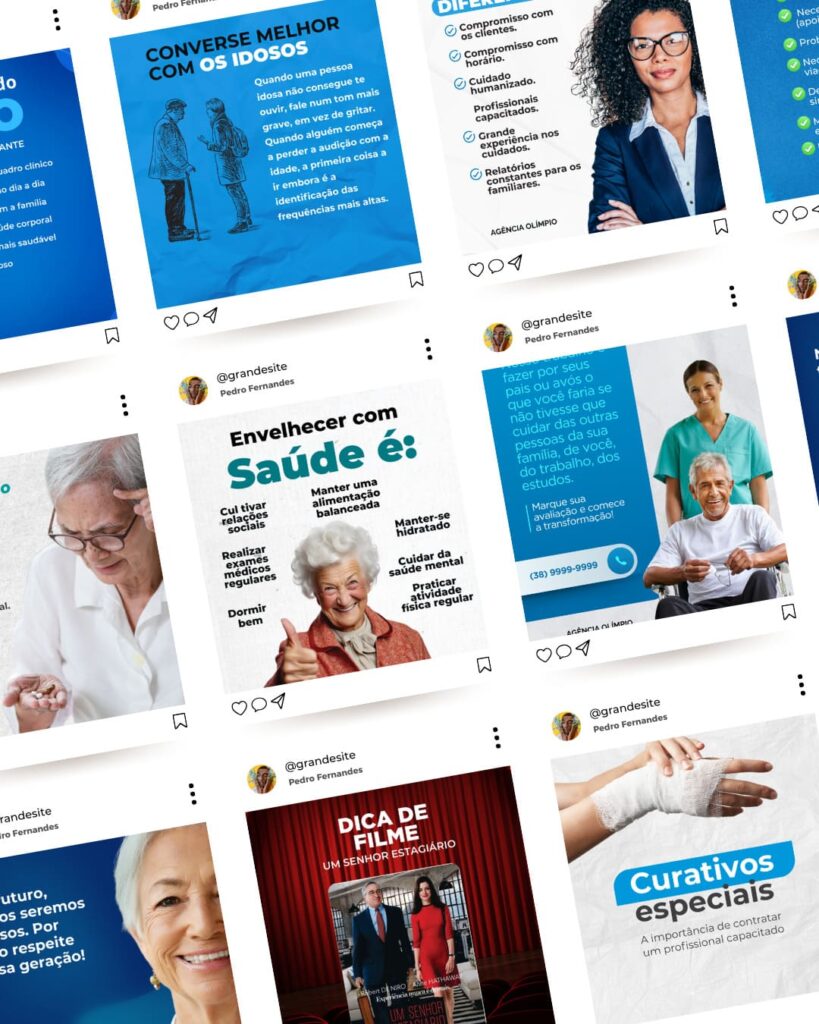Pack Canva de posts para Cuidadores de Idosos Capa