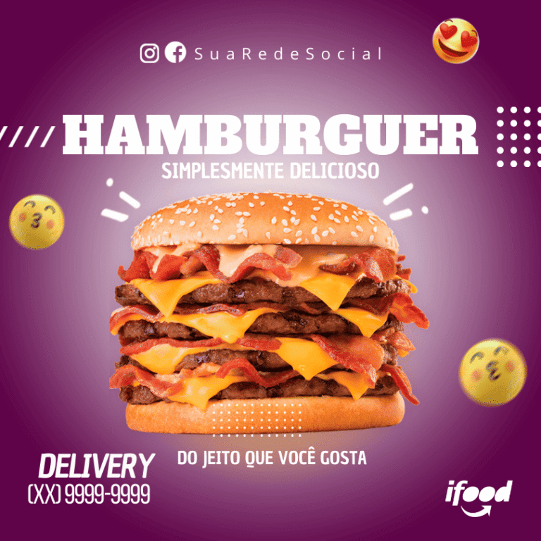 Pack Canva de Posts Editáveis para Hamburgueria (5)