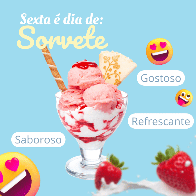 Pack Canva de posts prontos editáveis para Sorveterias (22)